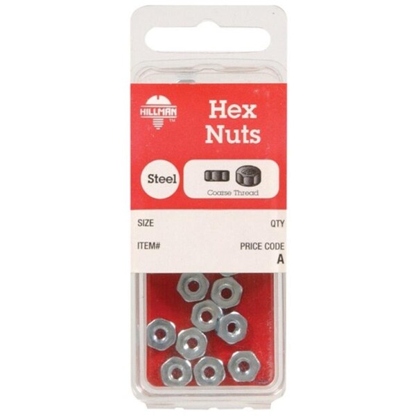 Hillman #8 x Hex Nut, Zinc Plated Steel, 10 PK 56570 - main